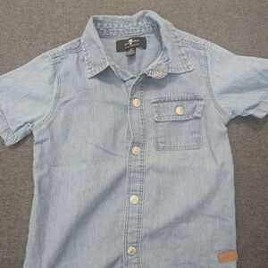 7 For All Mankind Light Blue Kids Button Snap Shirt